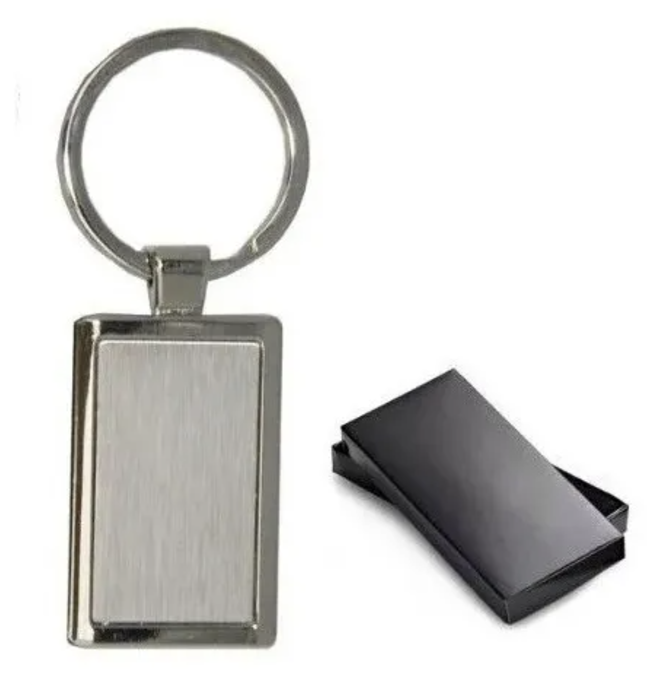 Chaveiro retangular metal escovado Inox