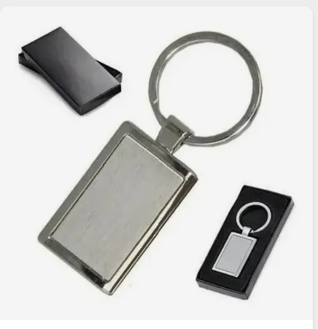 Chaveiro retangular metal escovado Inox