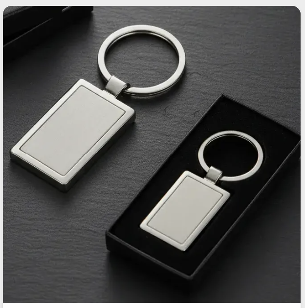Chaveiro retangular metal escovado Inox