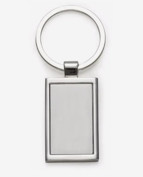 Chaveiro retangular metal escovado Inox